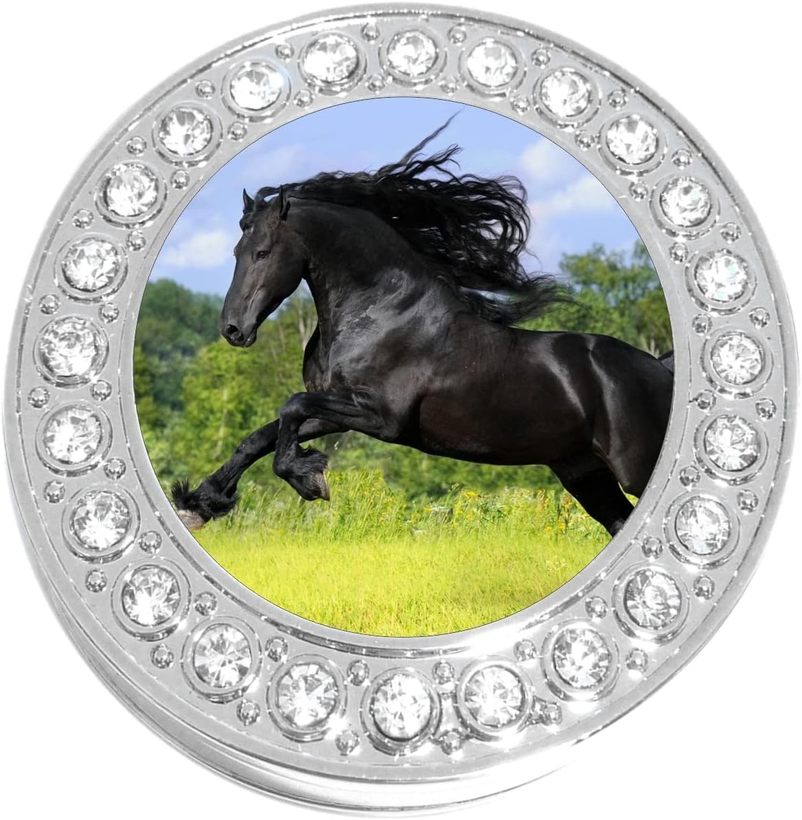 NewCharms Black Horse Purse Hanger with Bling - Keeps Your Bag Off The Floor and Folds to Fit in Your Handbag
