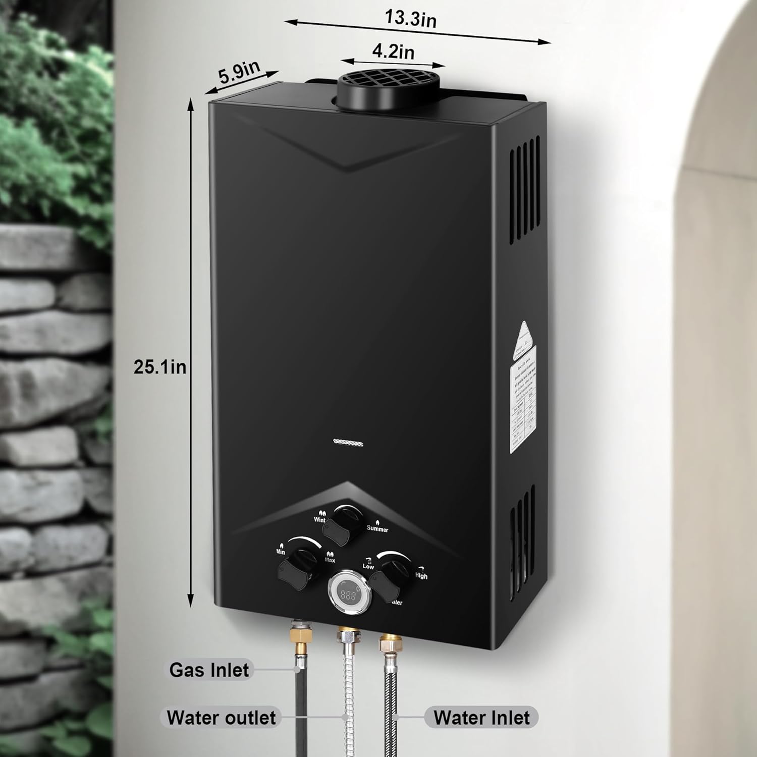 HAPYVERGO 携帯用LPガス給湯器 7L タンクレス ガス湯沸器 1.8