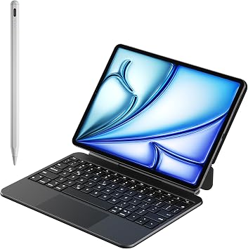 doqo Magic Keyboard Case for iPad Air 13M2/M3 2024 2025 iPad Pro 12.96th,5th,4th,3rd Gen and Stylus Pen for iPad,Pencil W/Palm Rejection&Tilt