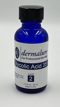 Dermalure Glycolic Acid Peel 35% - Face Exfoliant, Evens Skin Tone, Minimizes Wrinkles & Hyper-Pigmentation, 1oz (30ml), pH 1.3