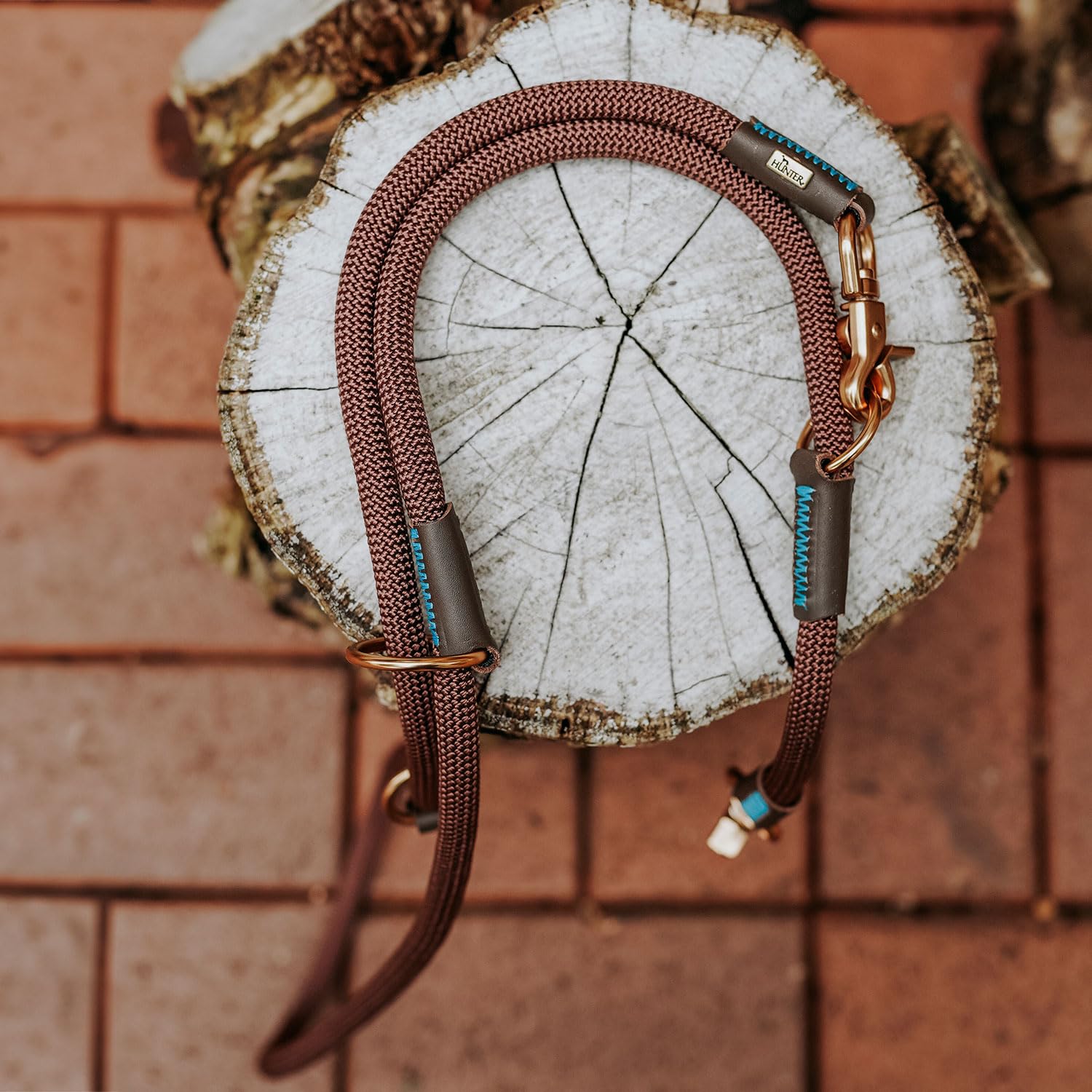 HUNTER Verstellbare Hundeführleine Malia, Farbe: Schokobraun/Dunkelbraun, geschmeidiges Tau & Robustes Leder, 3-Fach verstellbar, leicht, strapazierfähig, moderner Look, Made in Germany, Größe: 8/200
