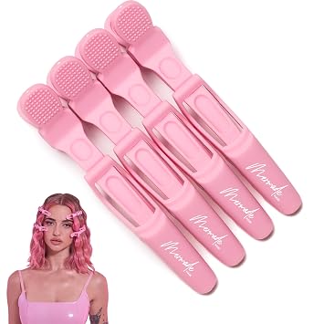Mermade Hair Grip Clips - Alligator Hair Clips for Styling & Sectioning, Professional Salon Quality - Signature Pink Pack of 4