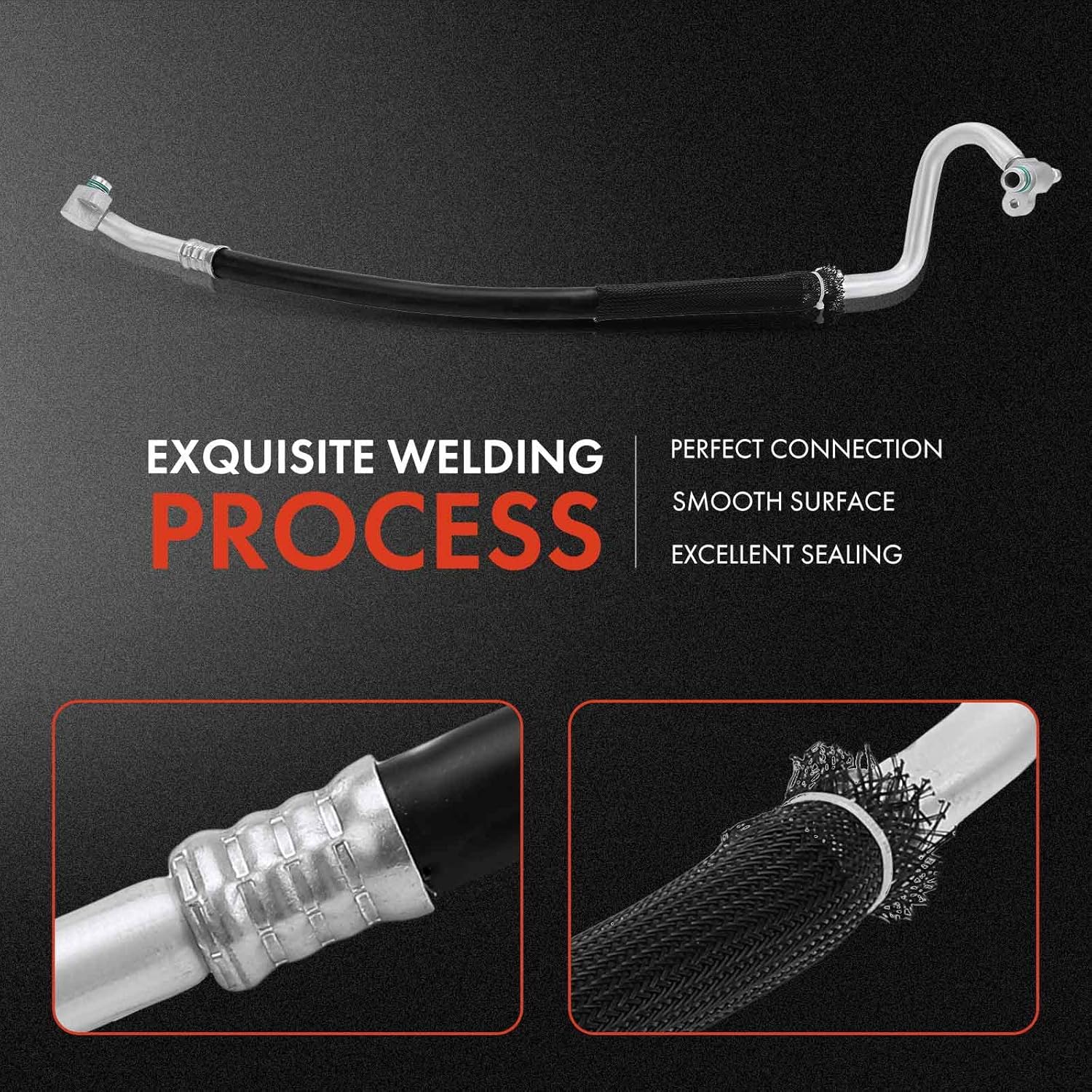 A-Premium A/C Suction Hose Assembly Compatible with Fiat 500, 2012 2013, 1.4L, Turbocharged, SOHC, Compressor to Evap