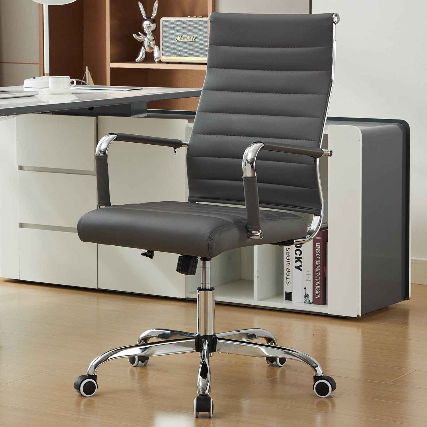 Seanail Office Desk Chair Leather, Conference Room Chairs with Wheels, Modern Executive Computer Guest Chairs with Arms.