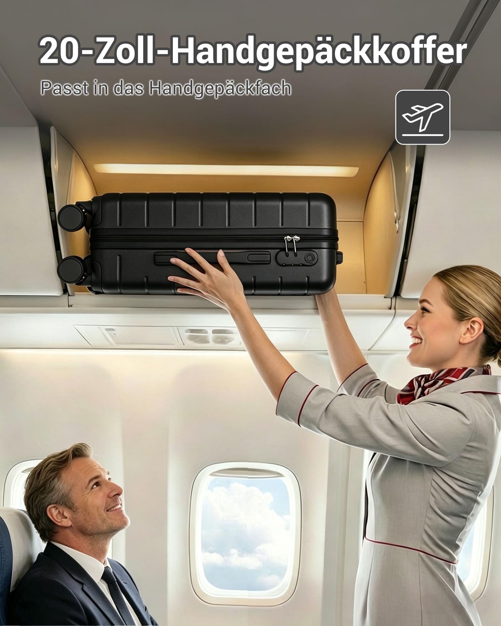 Handgepäck Koffer 55x40x20cm ABS+PC Hartschalenkoffer Ryanair Trolley 4 Rollen Kabinenkoffer