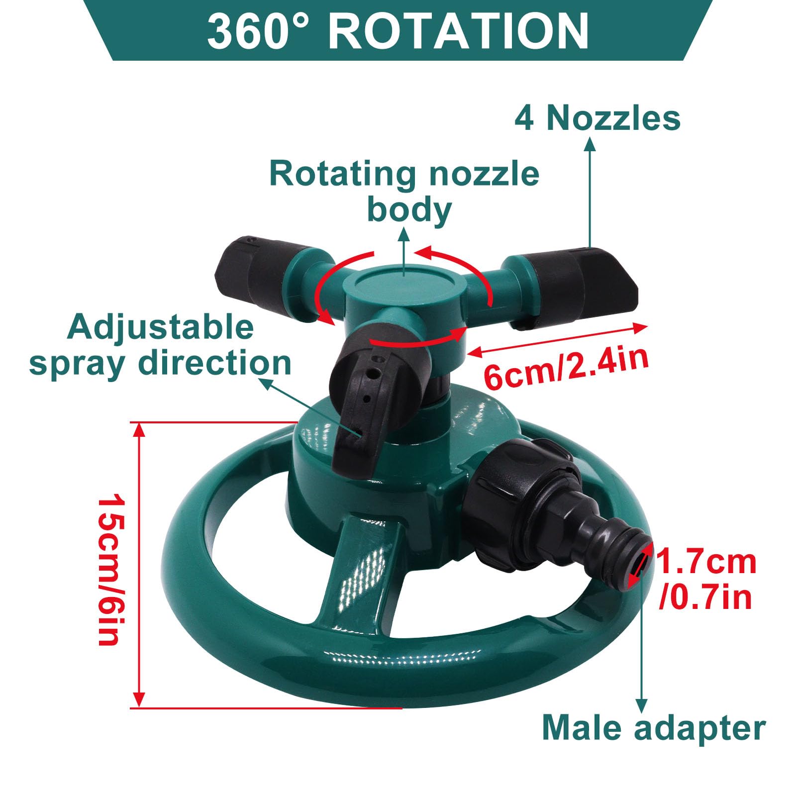 2 aspersores para patio, aspersor de césped giratorio automático de 360°, aspersores de agua de jardín para césped, sistema de riego de césped de gran cobertura, aspersores de patio para