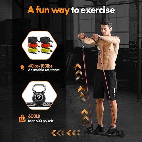 Miniatura 3 de Push Up Board,Home Gym,Portable Exercise Equipment,Pilates Bar & 20 Fitness Accessories with Resistance Bands & Ab Roller Wheel,Full Body Workout at