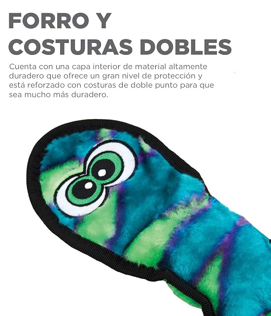 Foto 4 de 6 de Outward Hound Invincibles - Juguete de Peluche para Perros - Serpiente - Azul - L