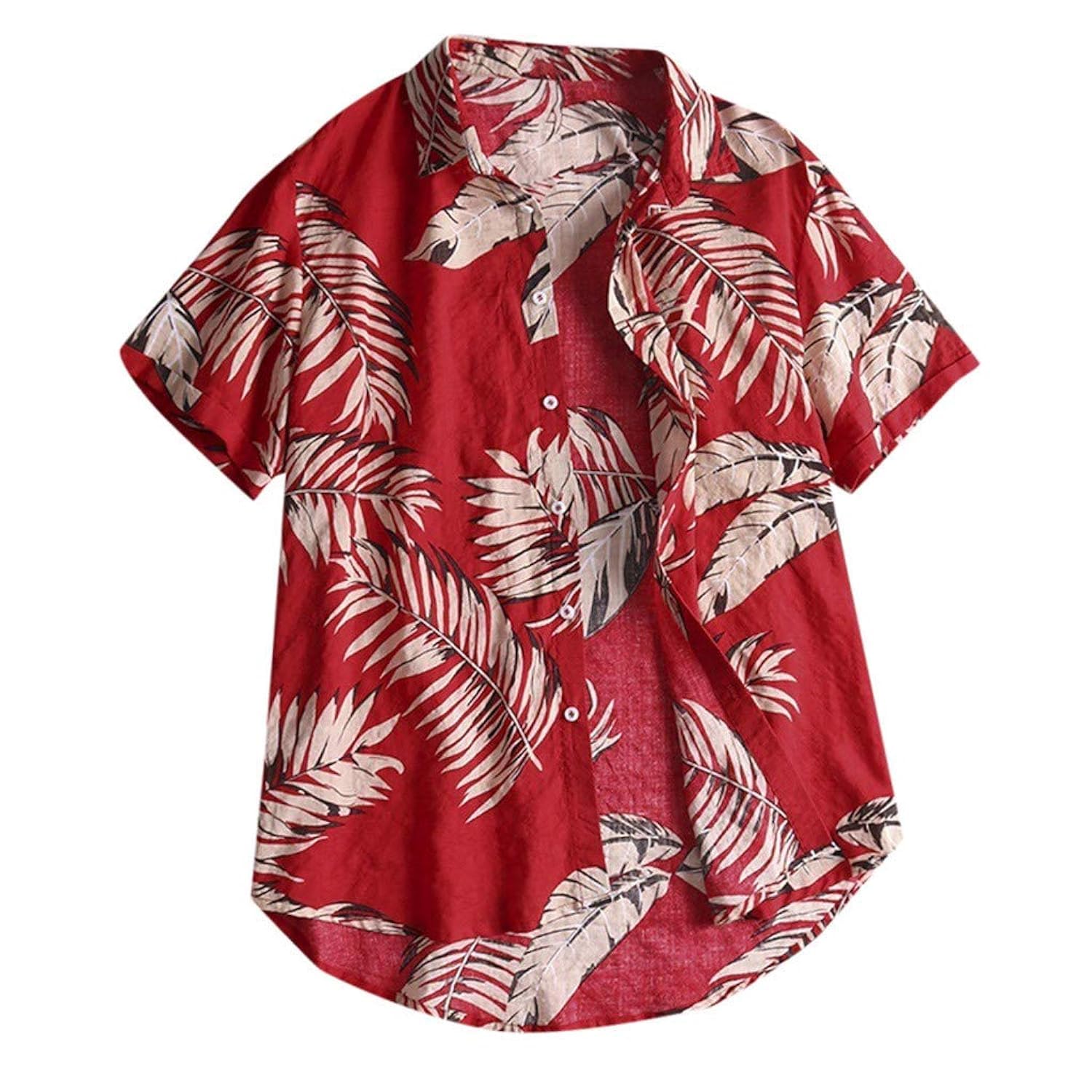 Girls & Women's Hawaiian Shirt - Short Sleeve Tropical Button Down, Lightweight Pink Print