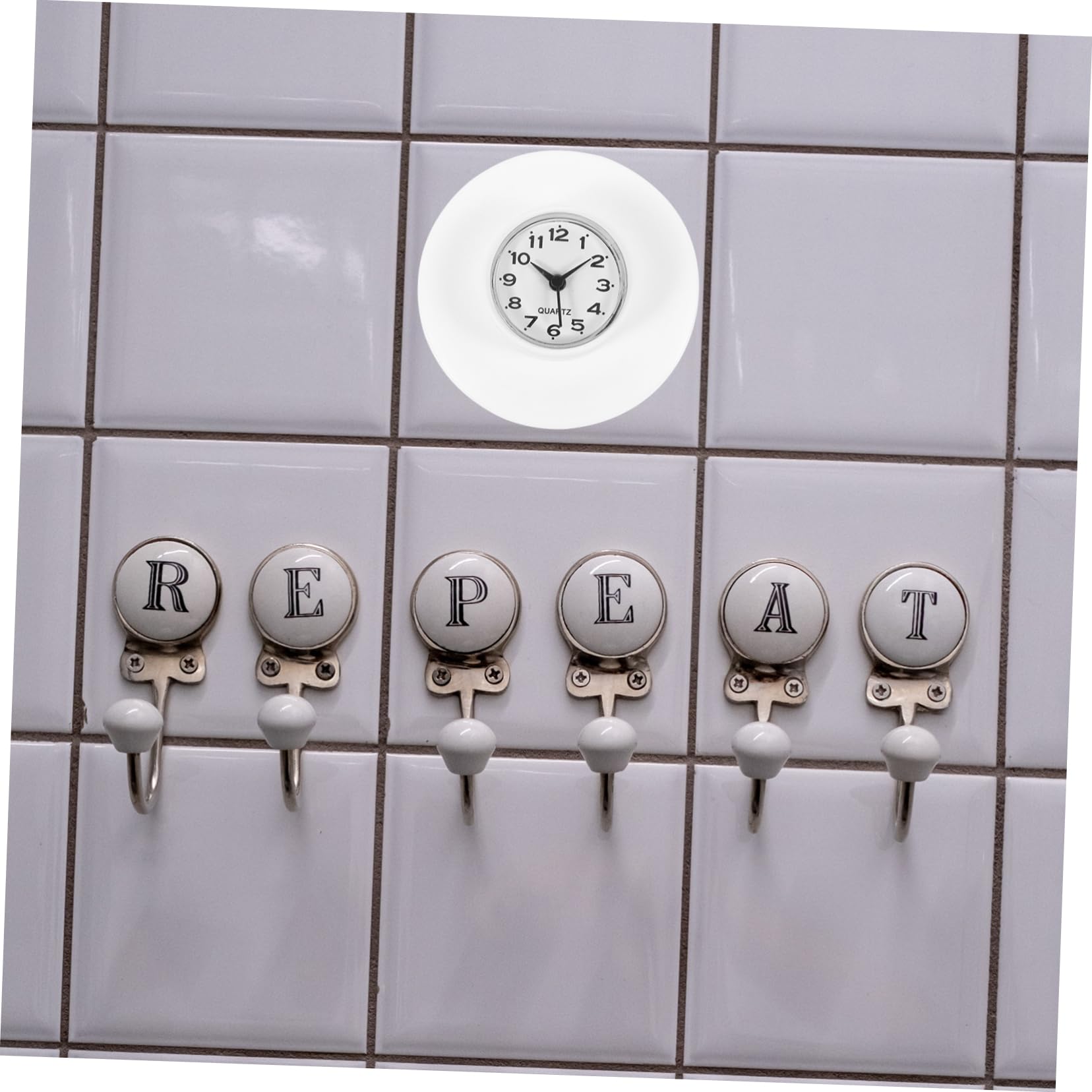 Cabilock Bathroom Clock Waterproof Shower Clock Suction Cup Glass Mirror Surface White No Battery Wall Ornament