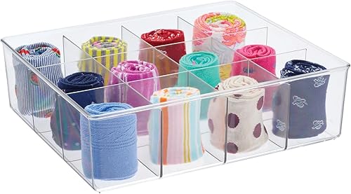 Miniatura 7 de mDesign Cajón dividido de plástico con 3 compartimentos y contenedor de almacenamiento para armario, organizador para camisas, bufandas, calcetines,