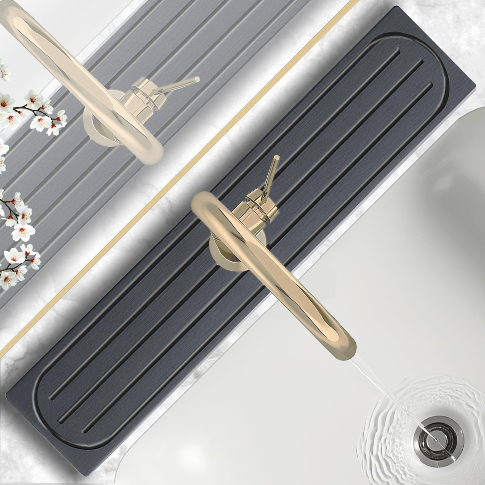 Stone Faucet Mat for Kitchen Sink with Raised Feet Sink Mat for Kitchen Faucet Water Absorbent Diatomite Stones