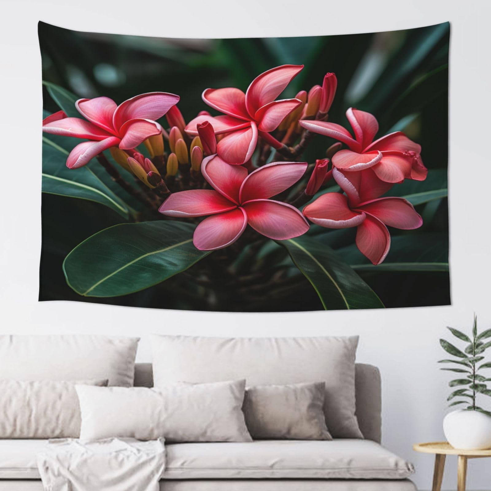 QMKFWT Plumeria Tapestry Aesthetic Wall Hanging Tapestries 60'' x 40'' Boho Tapestries Vertical Wall Art Decorative Funny Vintage Poster Flag Tapestry for Bedroom Living Room Decor