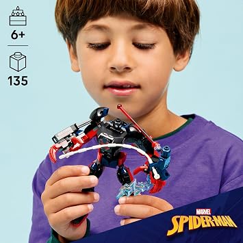 LEGO Marvel Miles Morales Robotu, Örümcek Adam 2099’a Karşı 76337-6 Yaş Üzeri Kız ve Erkek Çocuklar için 2 Minifigür İçeren Yaratıcı Oyuncak Yapım Seti, Rol Yapma Oyuncağı, Hediye Fikri (135 Parça)