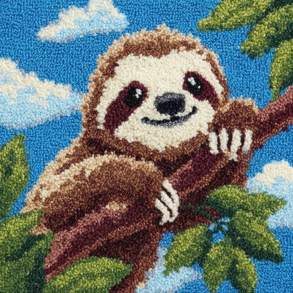 AxiangziK Latch Hook Pillow Kit,Sloths 43X43Cm DIY Cushion Cover