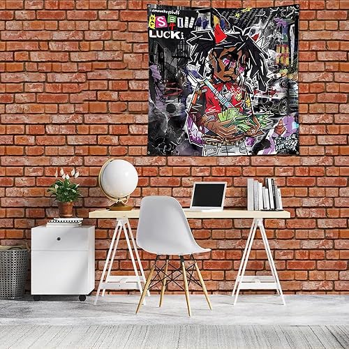 Miniatura 3 de AIFEEDD Lucki Days B4 III - Cartel divertido póster de rapero de 4 x 4 pies, para dormitorio universitario, dormitorio, sala de estar, pancarta Art