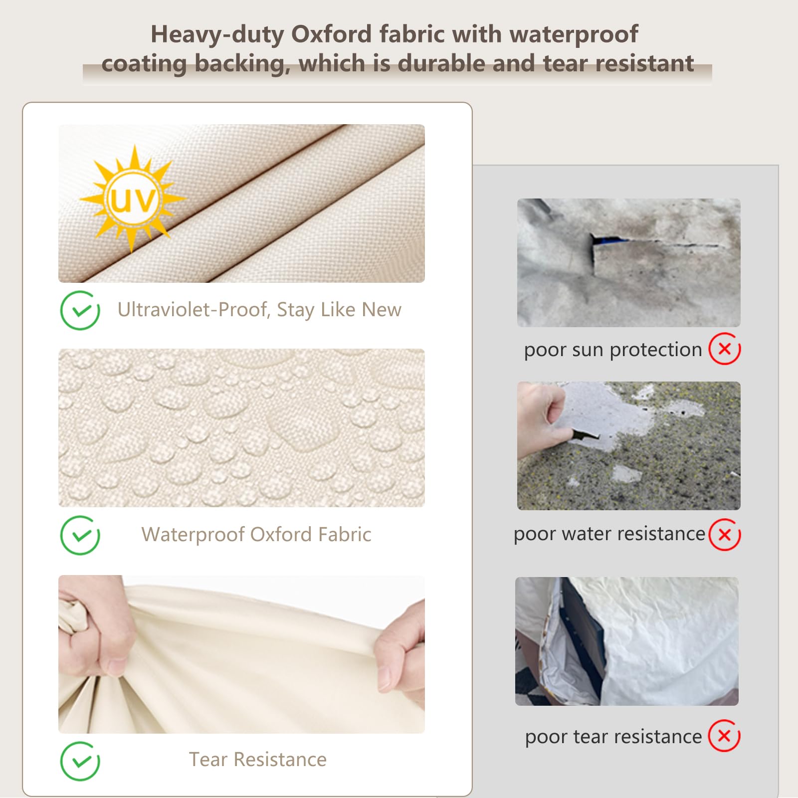 Copridivano da esterno, impermeabile, per mobili da giardino, 215,9 cm, copertura per mobili da esterno (beige)