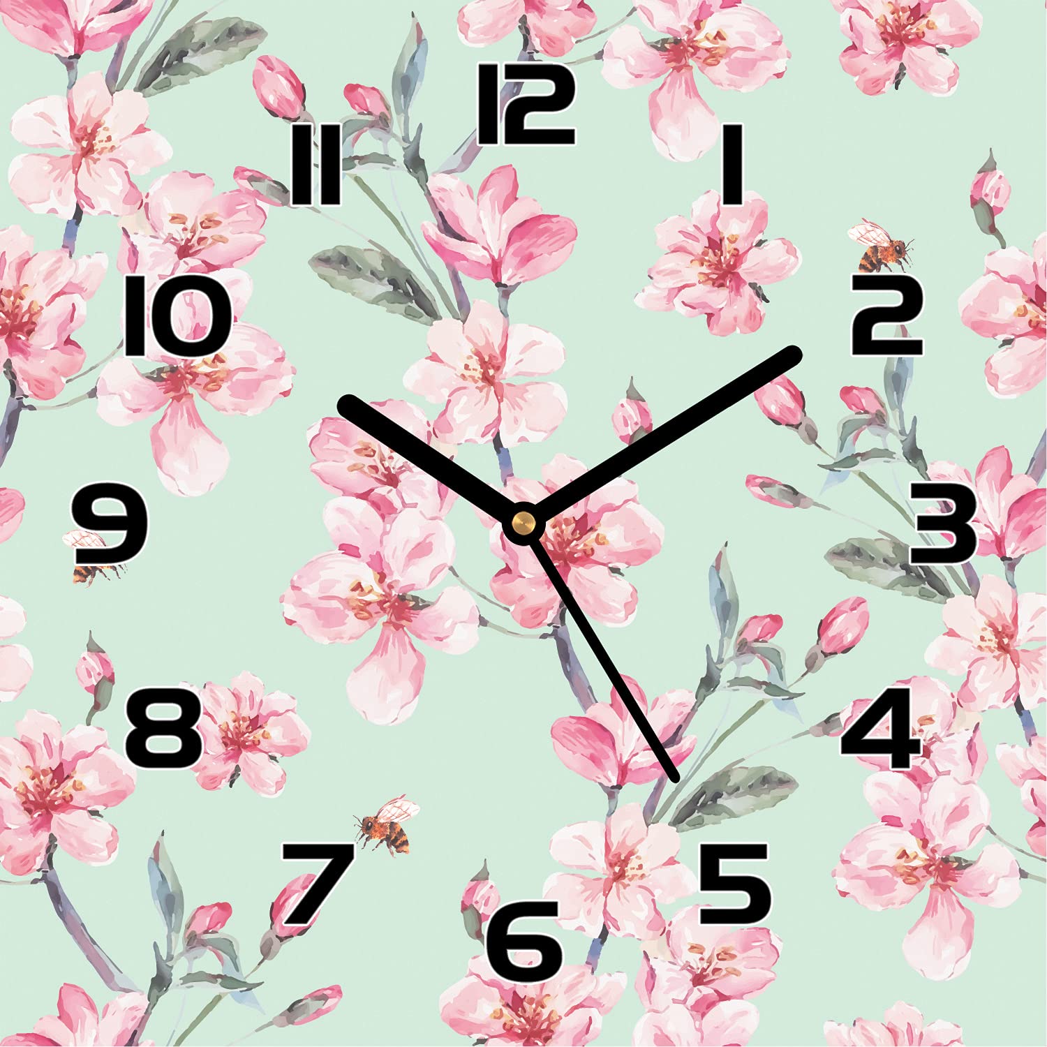 Horloge en verre romantique Coloray au motif arbre de branche japonaise pour une ambiance zen