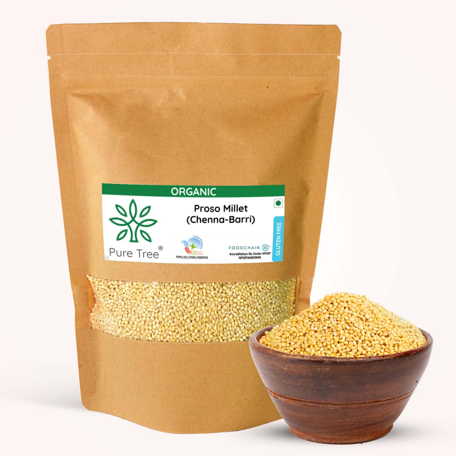 Pure Tree Certified Organic Proso Millet | 850 g | Vari Broom Corn Millet | Barri Unpolished Millets Organic Gluten-Free Proso MIllet High Protein | Chena Millet
