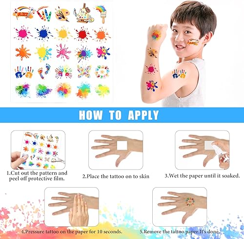 Miniatura 5 de Keymall Disfraz de artista para niños, 5 piezas, disfraz de pintor con boina, paleta, calcomanías para Halloween, día de la carrera