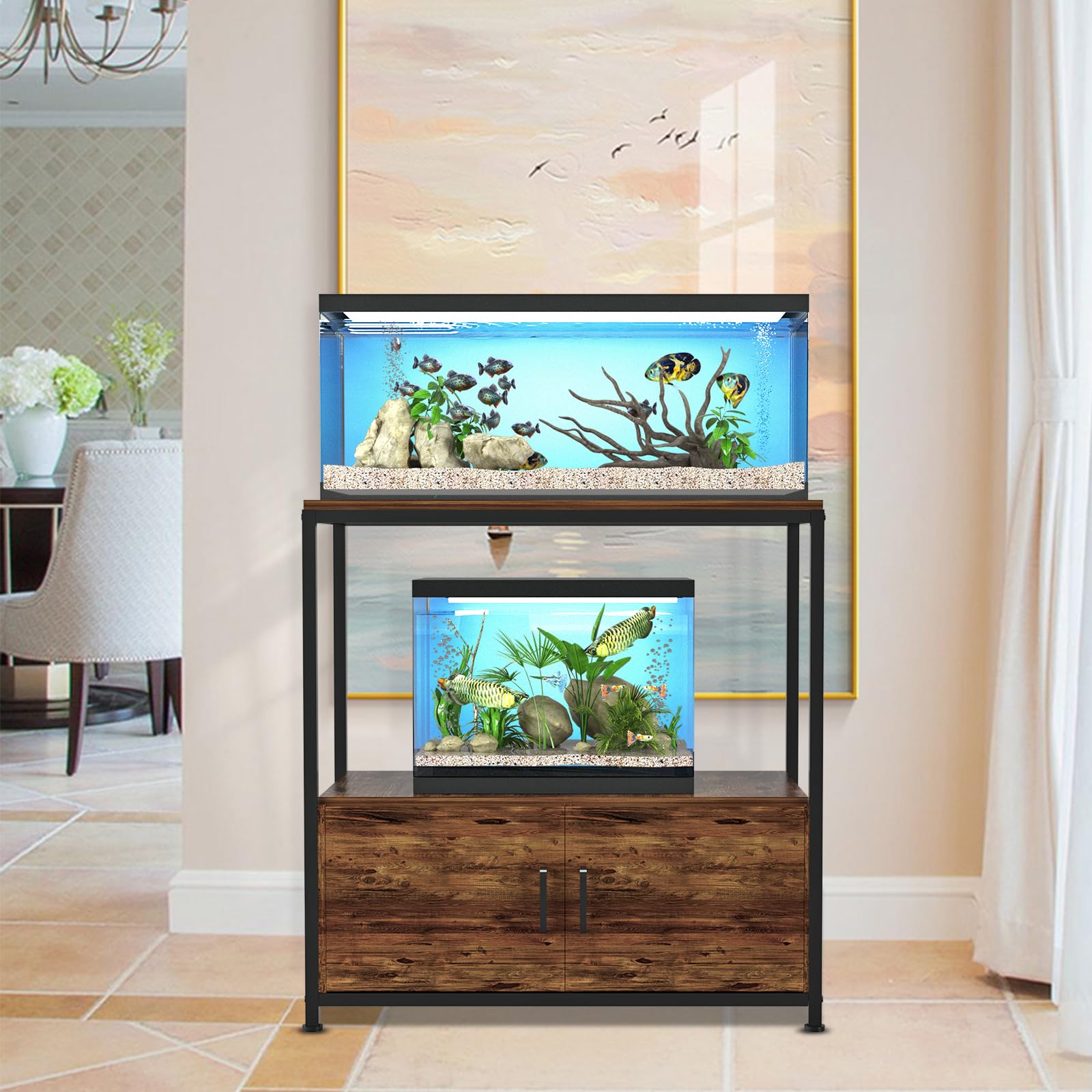 Aquariumständer Aus Metall – Trägt Bis 227 Kg, Verstellbare Regale, 80x40x80 Cm