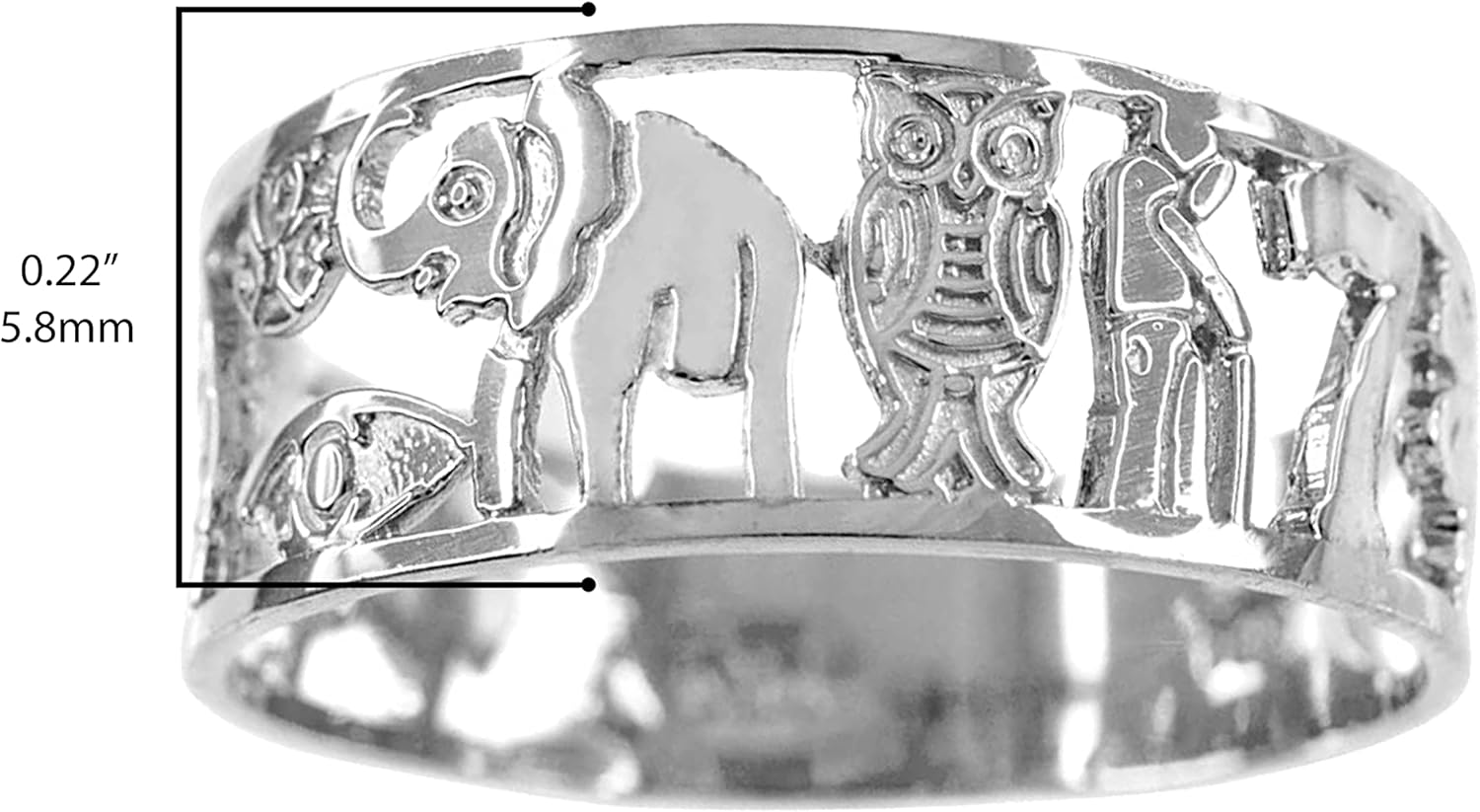 .925 Sterling Silver Good Luck Symbol Open Band Ring - Choose Size