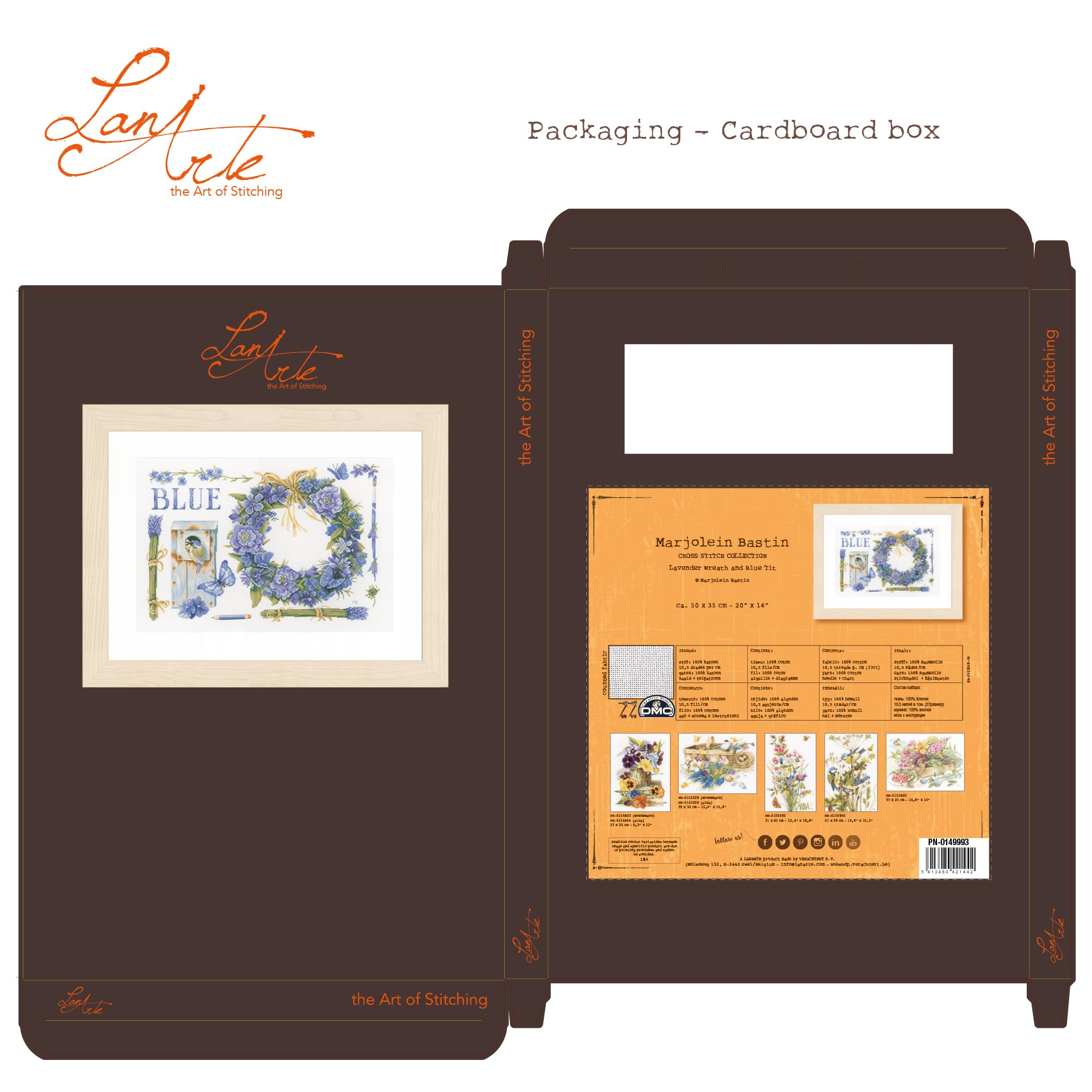 Lanarte Point De Croix Compté Tableau Kit Complet DIY Broderie Motif CHAMP DE LAVANDEPatron Adulte Art Creatif Decoration Salon Activité Manuelle Cadeau Ca. 21 X 29 Cm Counted Cross Stitch