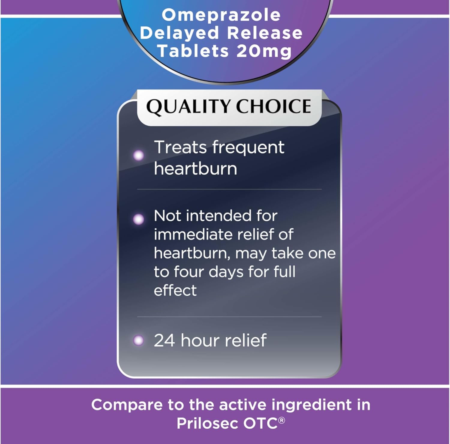 Quality Choice Omeprazole Delayed Release Acid Reducer Tablets, 20mg for Frequent Heartburn, Contains Three 14 Day Courses of Treatment 42 Count (3 Pack)