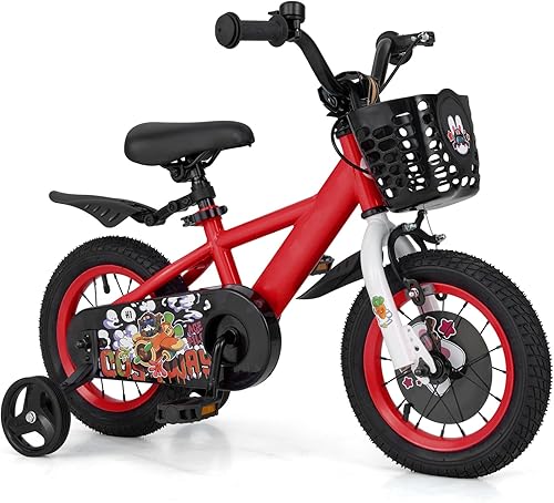 Miniatura 19 de BABY JOY Rabbit Pilot - Bicicleta deportiva para niños, 12, 14, 16, 18 pulgadas, bicicleta infantil para 3-8 años con altura ajustable, ruedas de