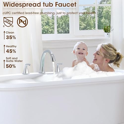 Miniatura 45 de Grifo de bañera romana de alto flujo con ducha de mano, grifo de bañera negro mate de 4 agujeros con válvula, grifos de bañera generalizados