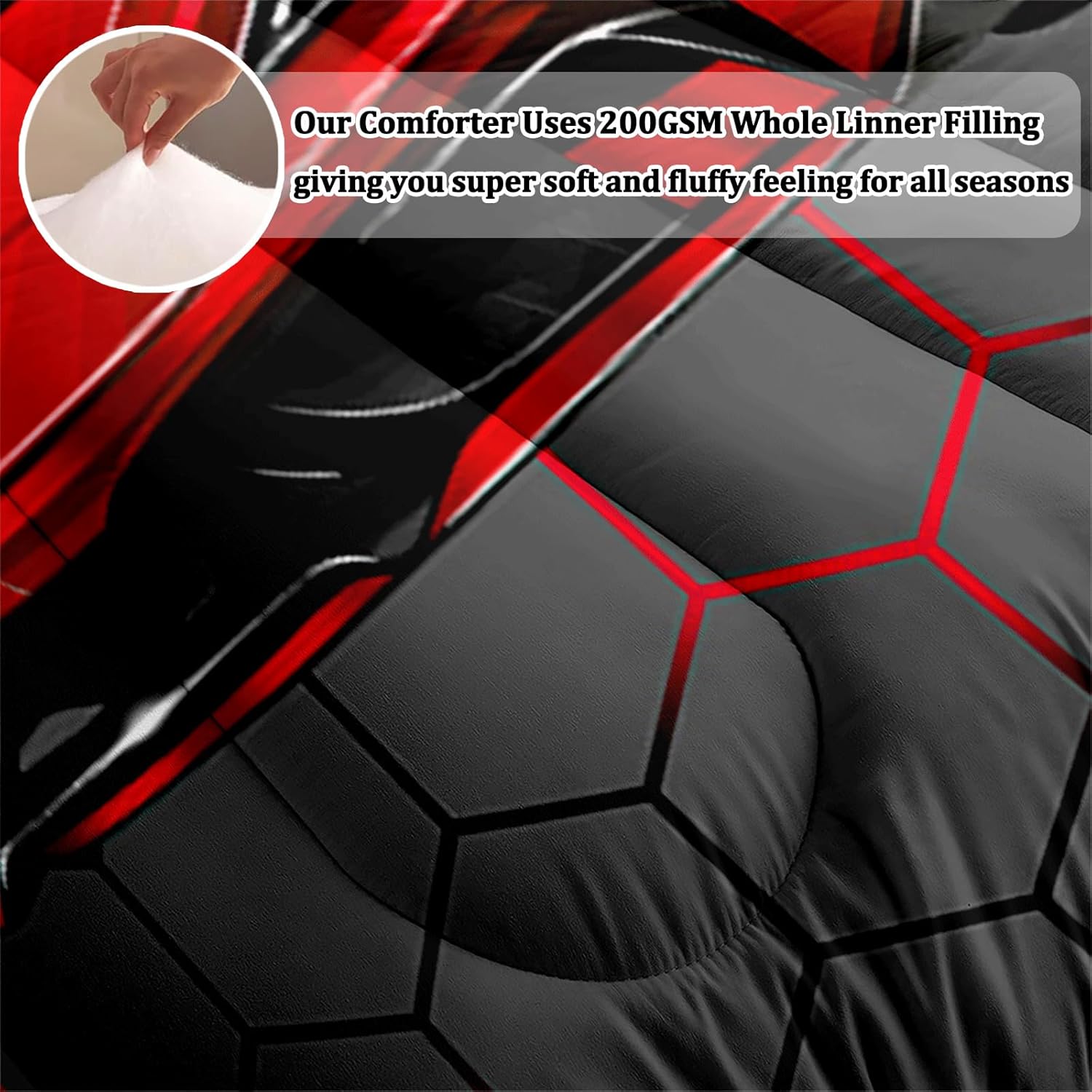 Race Car Twin Boy Bedding Set, Red Sports Car Comforter Set Twin Size for Boys, 3 Pcs Cool Twin Bedding Set for Boys