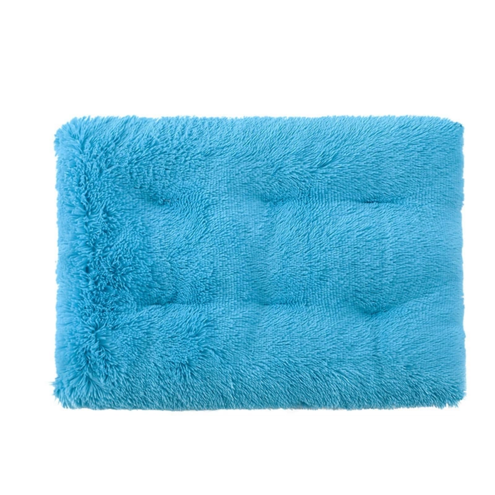 Mateju Plush Pet Bed Rectangle, Fluffy Pet Cushion Thick Warm Soft Plush Dog Cat Bed for Indoor Calming Puppy Kitten Petbed with Non Slip Bottom for Small Medium (Sky Blue,S 55x40cm)