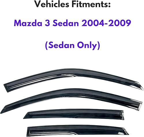 Miniatura 234 de KPY Moldura deflectora de viento con protección contra la lluvia compatible con Mazda CX-3 2016-2021 (CX3), 4 unidades, para ventana lateral