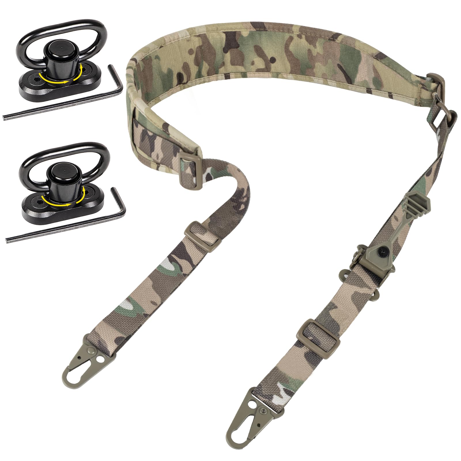 LeBared 2 Point Rifle Sling, QD Swivel Quick Adjust Gun Sling with HK Hook, Soft Shoulder Padded Tactical QD Sling for Rifle, Shotgun, and Crossbow,