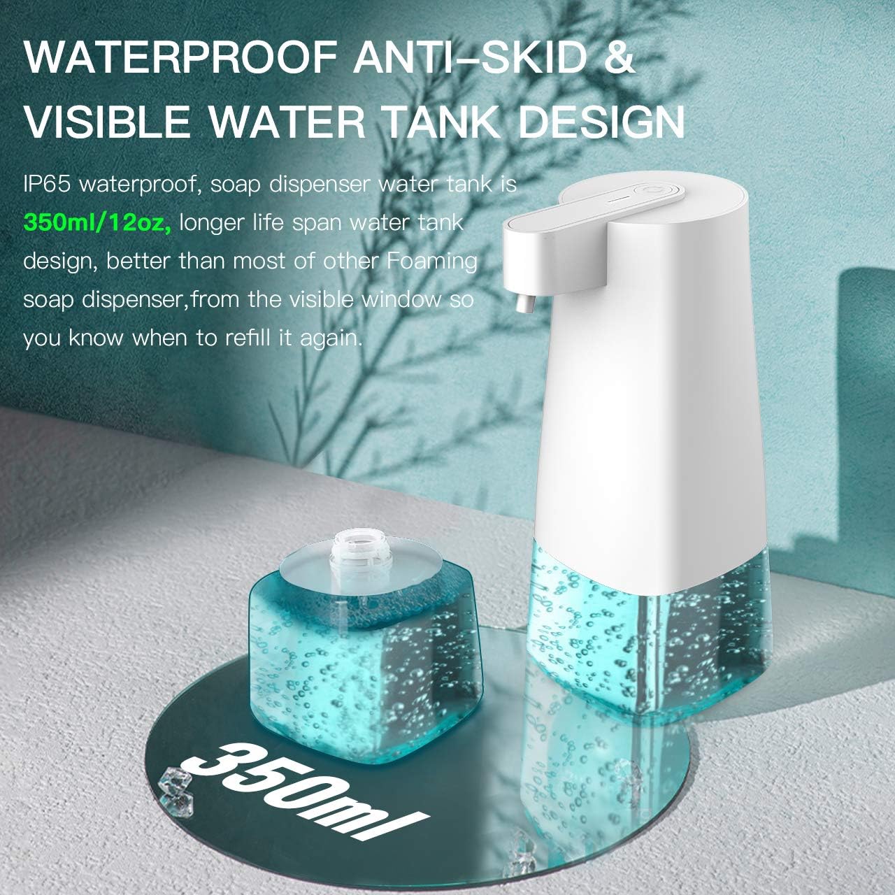 Hanamichi Foam Soap Dispenser,Touchless Automatic Foaming Soap Dispenser Equipped w/Infrared Motion Sensor,Adjustable Foam Control,Suitable for Bathroom Kitchen Hotel Restaurant Office