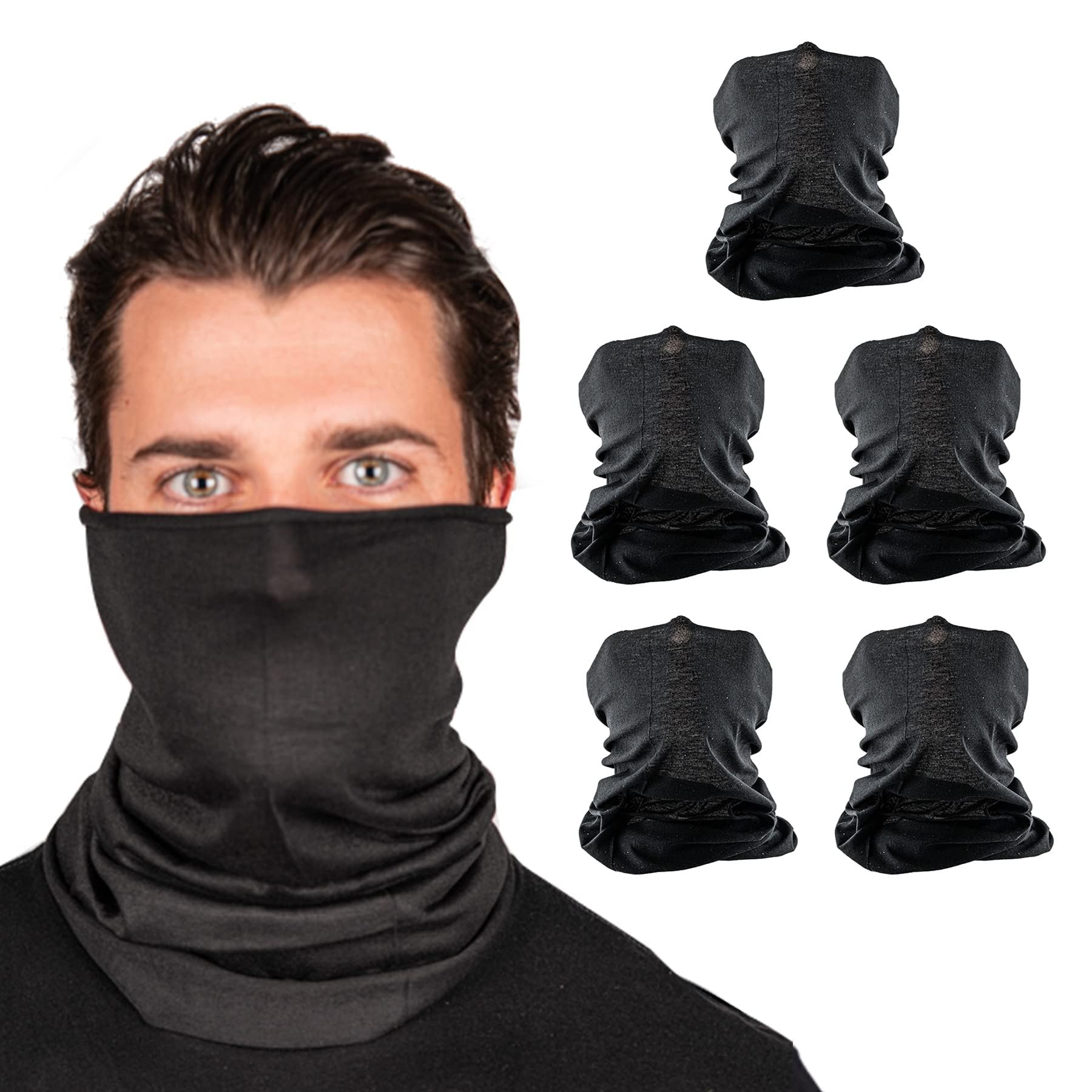S A - UV Face Shield 5 Pack - Multipurpose Neck Gaiter, Balaclava, Elastic Face Mask for Men and Women