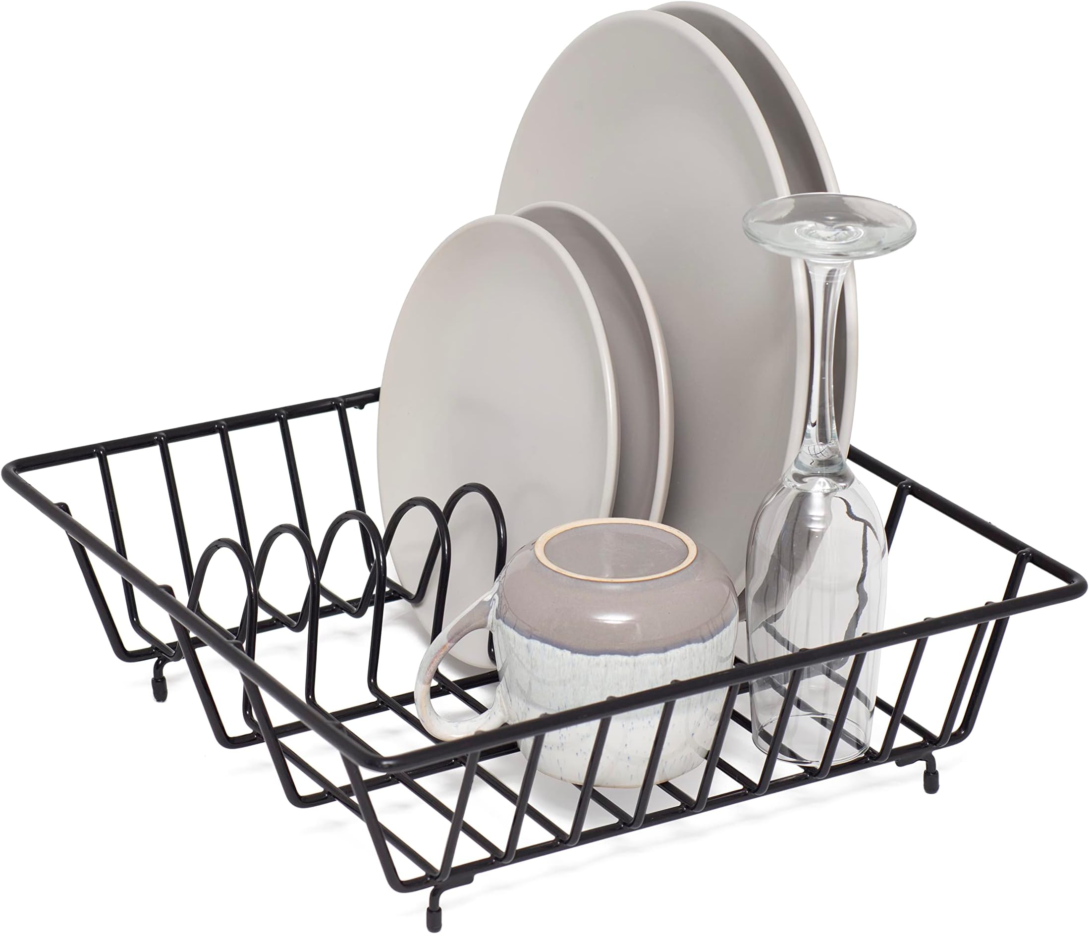 Square Dish Drainer – Plate Drying Rack – Black