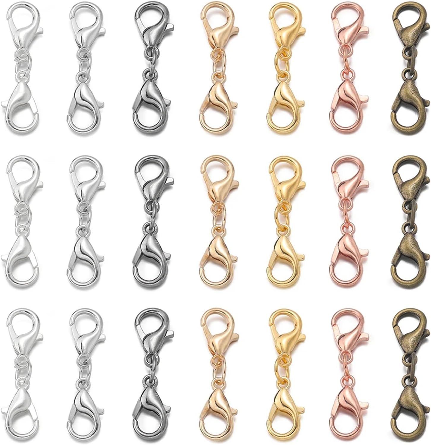 1000 Pcs Lobster Clasp Extender Closures for DIY Necklace Keychain Making