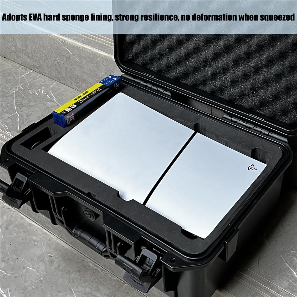 Funda de Transporte rígida para PS5 Slim, Estuche de Viaje Impermeable de Gran Capacidad Bolsa de Almacenamiento Consola para Playstation 5, Auriculares, mandos y Accesorios