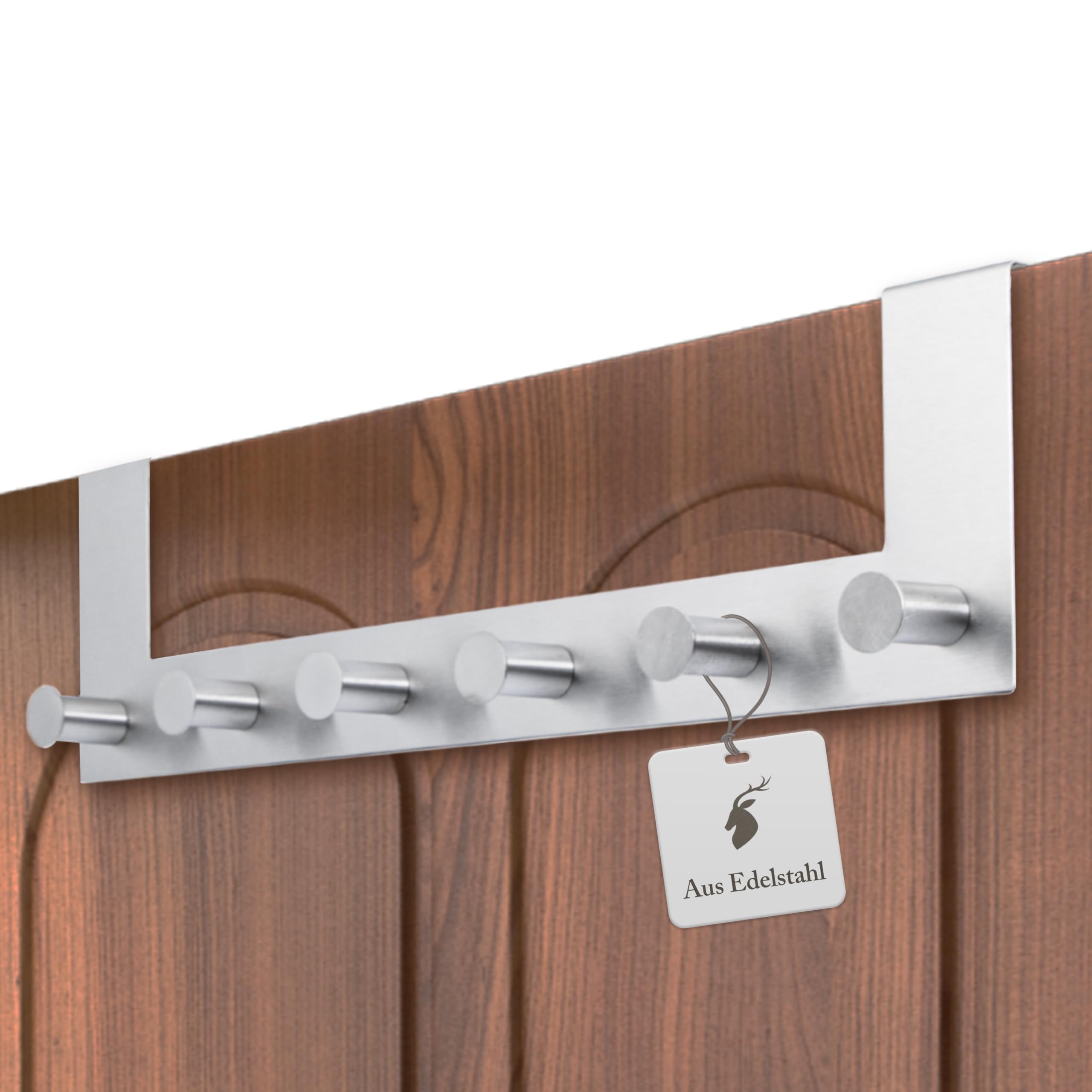 Appendiabiti da porta in acciaio inox con 6 ganci 39 x 11 x 8 cm