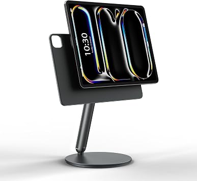 LULULOOK iPad Magnetic Stand Upgraded 360 Rotating Base, Foldable Adjustable Aluminium iPad Holder for Pro 11" M4/M5 Desk Stand, Only for ipad Pro 11 inch M4 2024/M52025