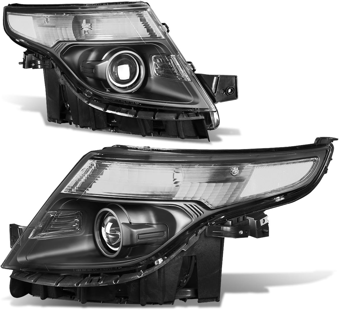 Auto Dynasty Headlights Assembly Compatible with 2011 2012 2013 2014 2015 Ford Explorer 5th Gen U502, Pair of Projector Headlamps, Driver and Passenger Side, Black Housing Amber Corner