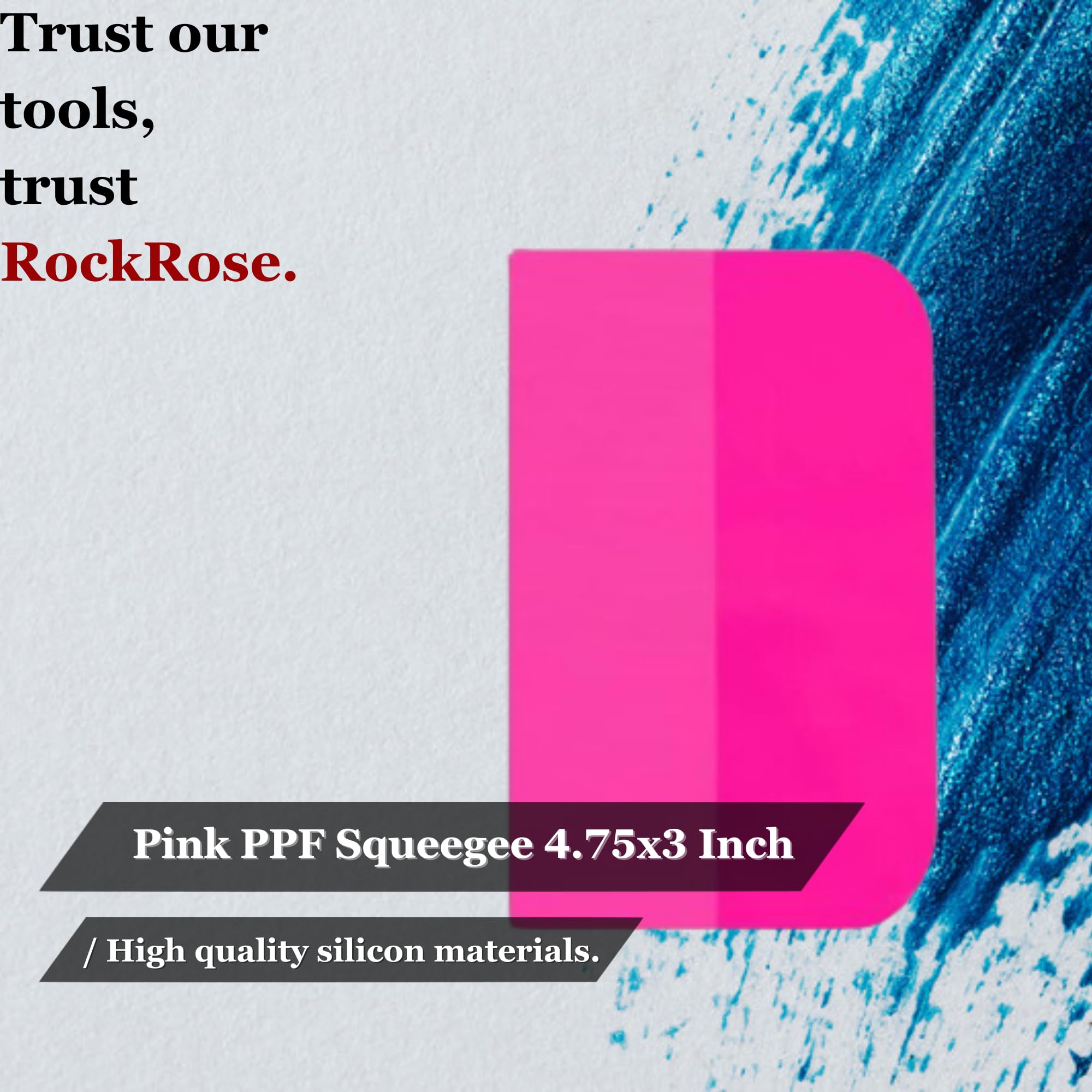 RockRose Pink PPF Squeegee Angled - 4 x 3 inches : Film Application Tool for Bubble-Free, Professional Finishes - Compact and Efficient Vinyl Wrapping Squeegee (2 Units)