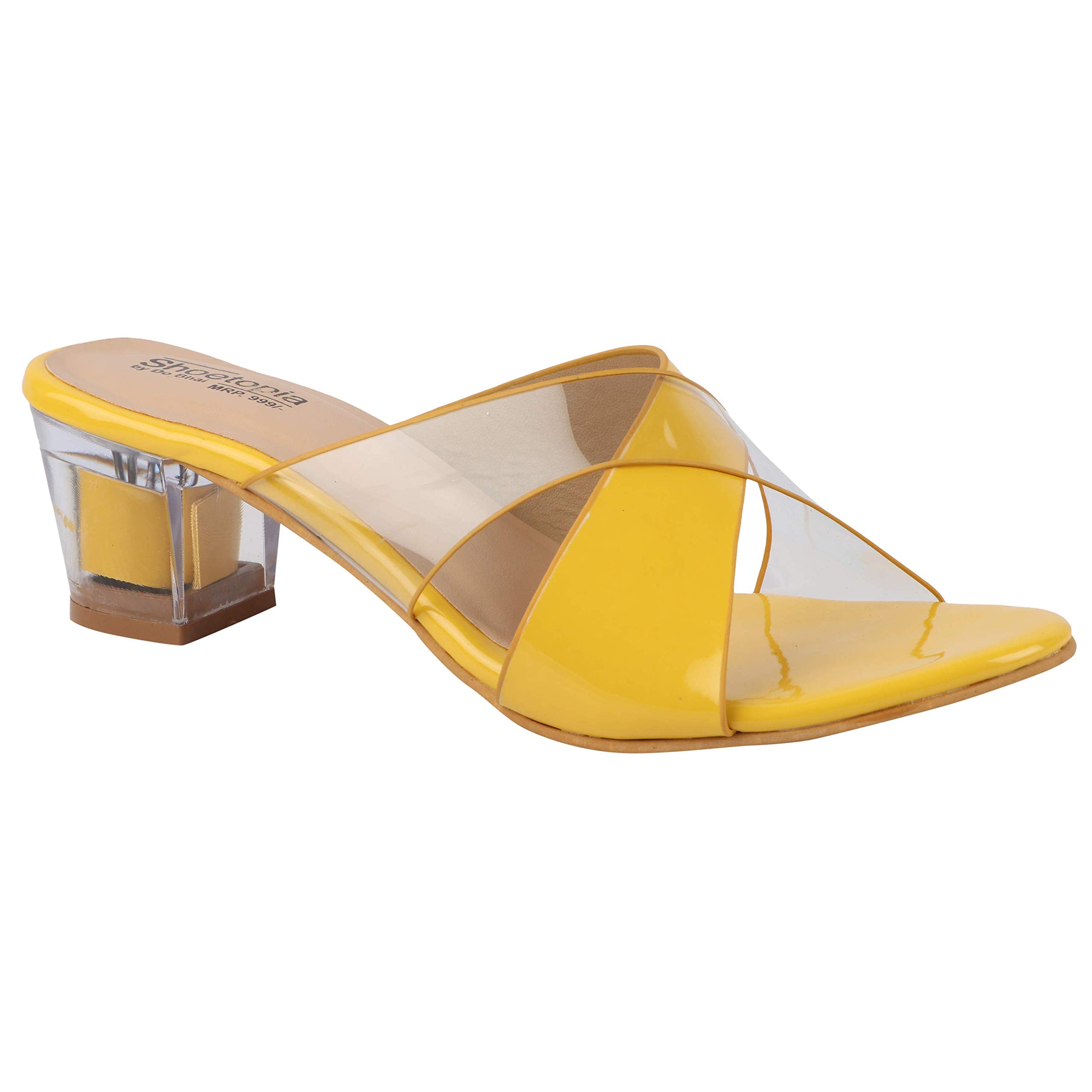 Shoetopia Womens/Girls Yellow Transparent Colourblocked Heels-EU37 (B09NC1NSFM) Amazon Price History, Amazon Price Tracker