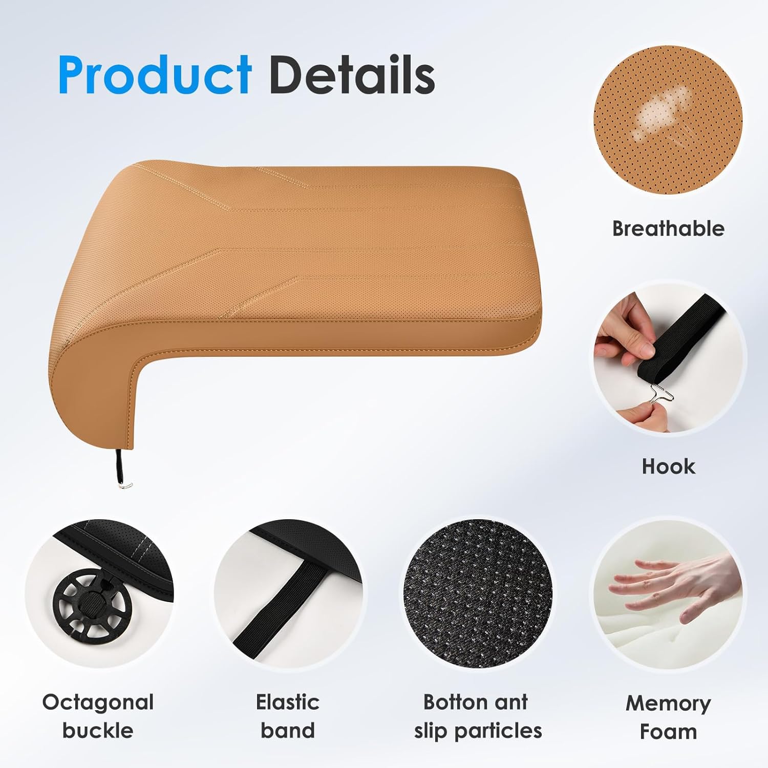 FLORICH Car Seat Extender Leg Extender Support Cushion for Driver Seats Office Chair, Leather Carseat Leg Support for Long Drivers Universal Car Seat Cushion Legs Rest Pads-Light Brown - Image 6