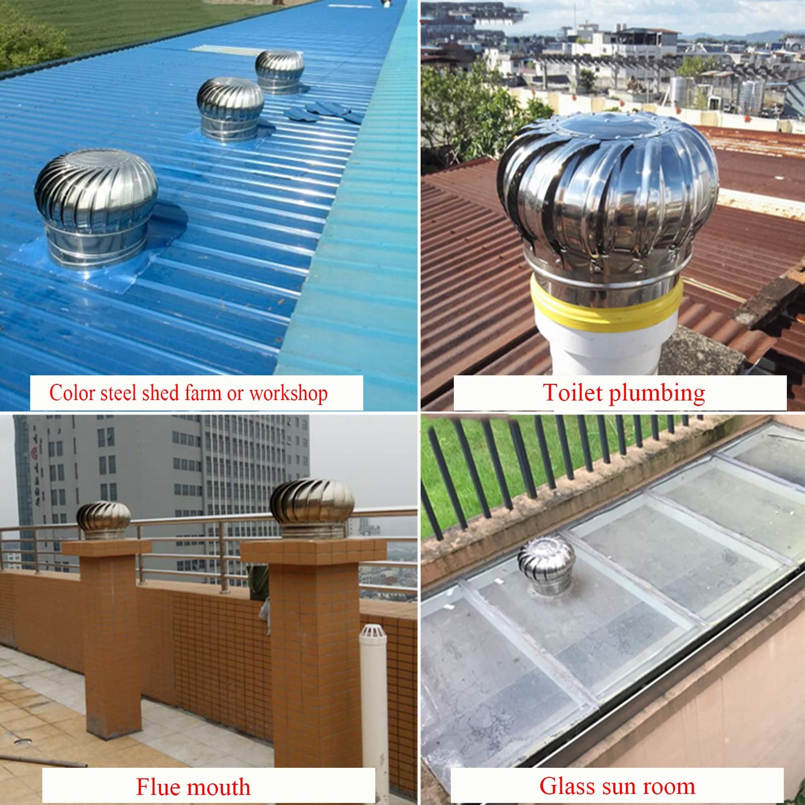Sombrerete Giratorio de Acero Inoxidable de Alta eficiencia energética con Base en Forma de C, Que Proporciona una solución de ventilación antirretorno Adecuada para Rejillas de ventilación