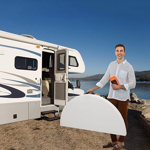 Miniatura 2 de Mesa plegable redonda de 48 pulgadas, mesa redonda portátil de HDPE resistente de 4 pies, mesa de comedor plegable de plástico para interiores y