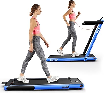 Goplus 2 in 1 Folding Treadmill, 2.25HP Superfit Under Desk Electric Treadmill, Installation-Free with Remote Control, APP Control and LED Display, Walking Jogging for Home Office