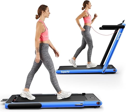 Goplus 2 in 1 Folding Treadmill, 2.25HP Superfit Under Desk Electric Treadmill, Installation-Free with Remote Control, APP Control and LED Display, Walking Jogging for Home Office