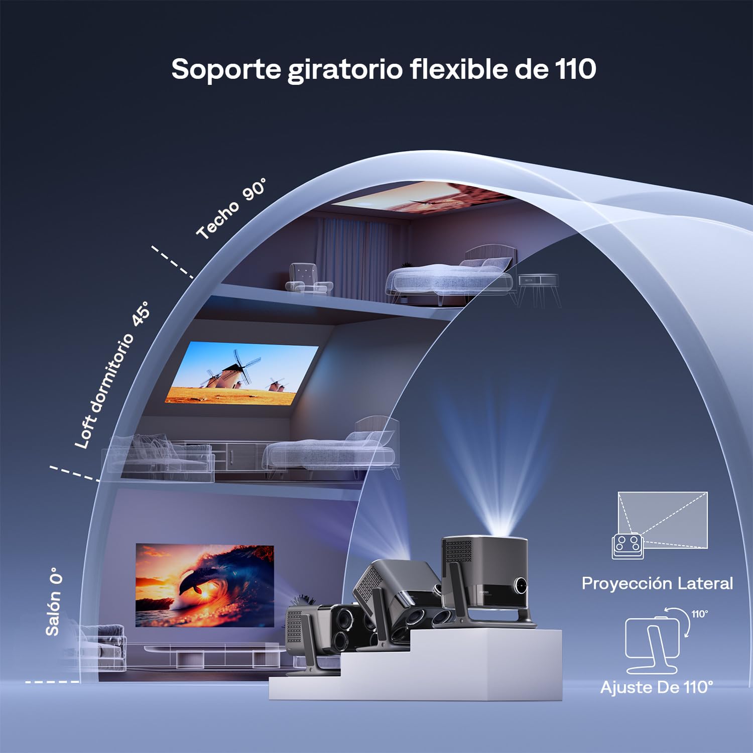 Aurzen Boom Mini Proyector para Exterior con Google TV, Dolby Audio de 20 W | Compatible con 4K, cine en casa, 500 lúmenes ANSI, Wi-Fi y Bluetooth, enfoque TOF